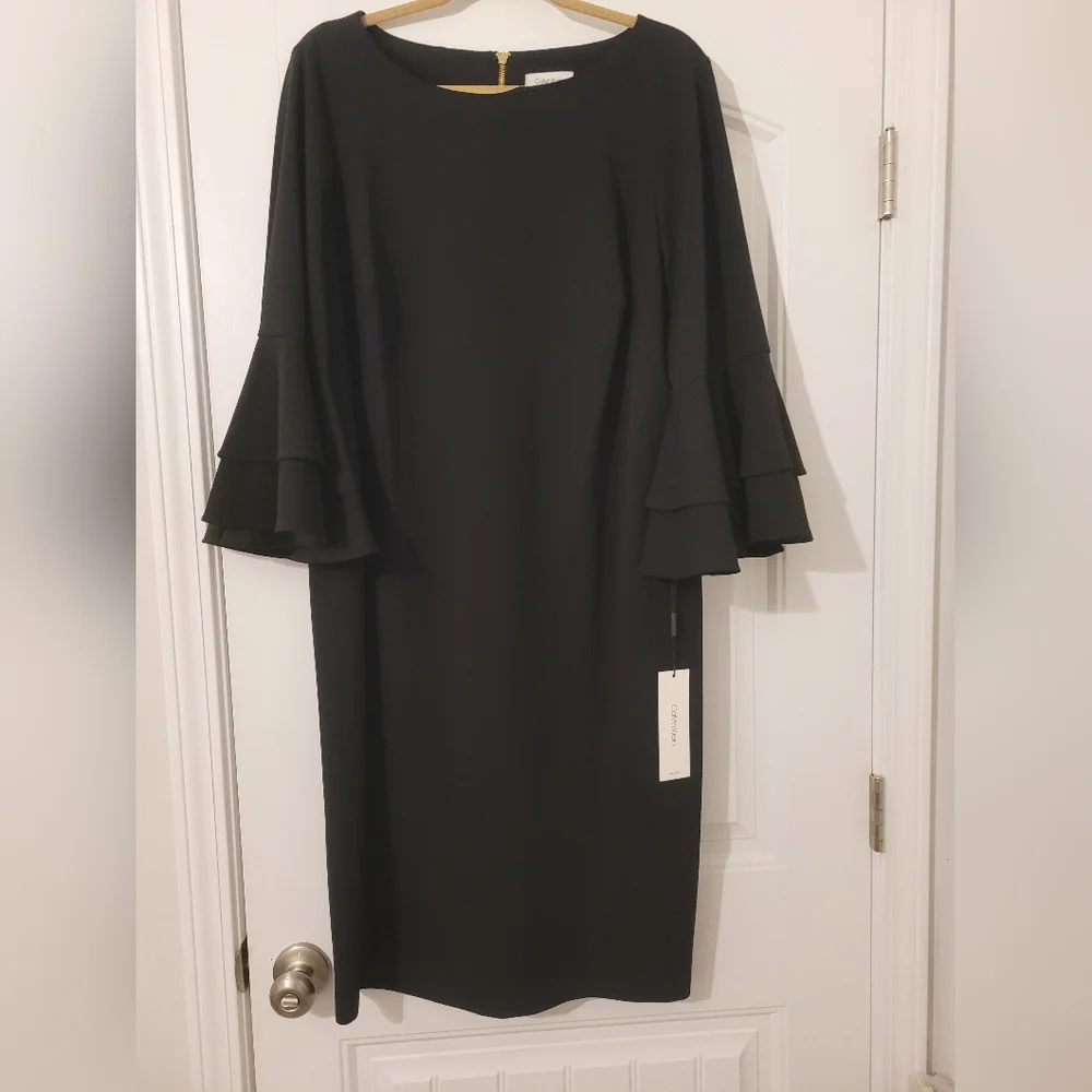 NEW Calvin Klein Ruffle Sleeve Dress - Picture 1 of 4